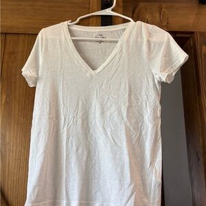 J. Crew White V-Neck Short Sleeve Tee